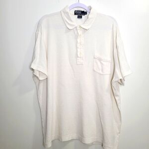 Polo‎ Ralph Lauren Men's Linen Blend Off White Waffle Knit Polo Shirts XL